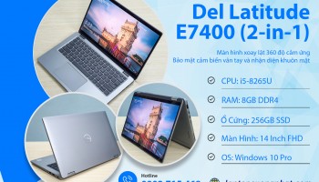 Dell E7400 core i5 8265 ram 8gb ssd 256gb 14 inch Full HD cảm ứng 360 độ giá rẻ vỏ nhôm alunium siêu bền