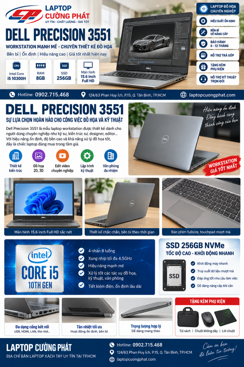 Dell precision 3551 laptop xách tay chuyên đồ họa