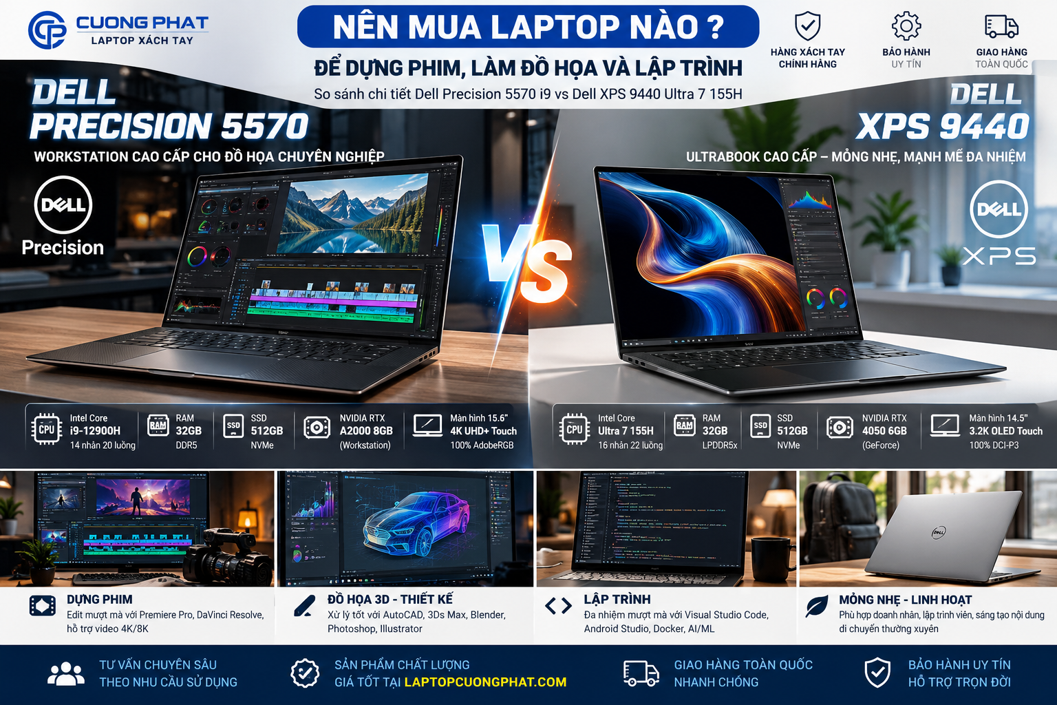 Dell Precision 5570 i9 hay Dell XPS 9440: Laptop Dựng Phim, Lập Trình Tốt Hơn?