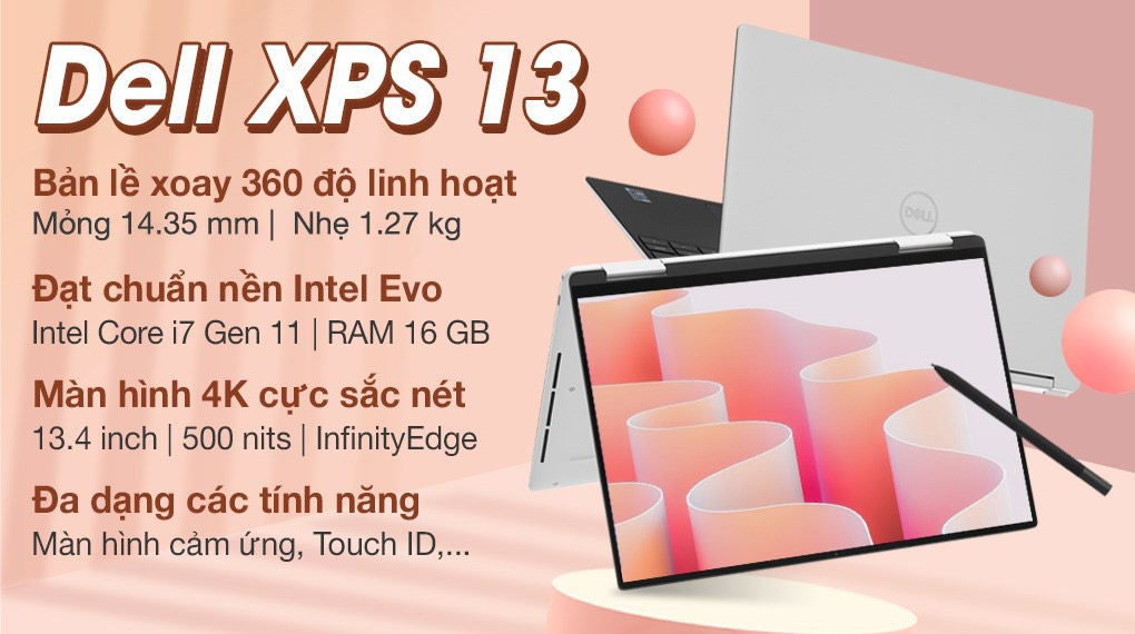 Dell XPS 9310 2in1 core i7 1185G7 Ram 16gb SSD 512GB 13.3 inch 4k touch 360 độ giá rẻ