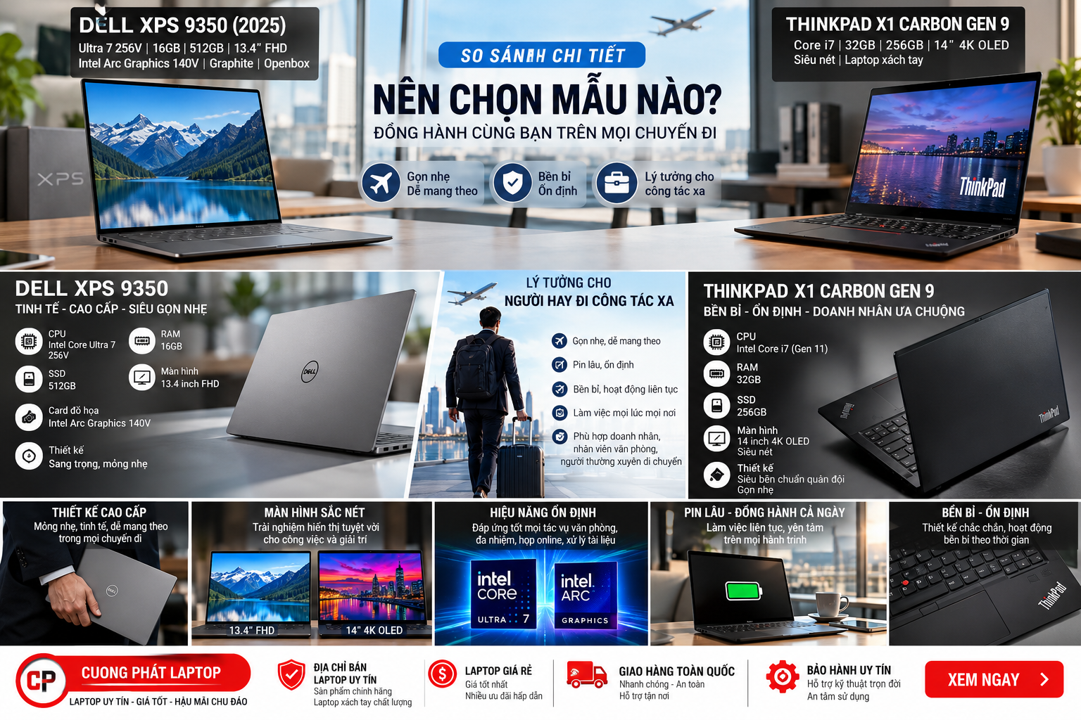 Dell XPS 9350 vs ThinkPad X1 Carbon Gen 9: Nên mua máy nào?
