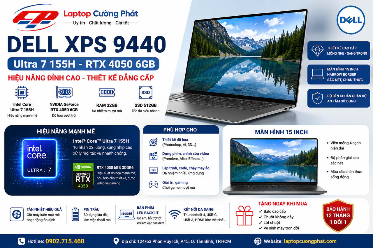 Dell XPS 9440 Ultra 7 155H RTX 4050 6GB đáng mua năm 2026