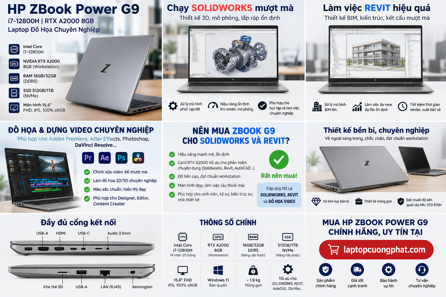 HP ZBook Power G9 i7-12800H RTX A2000 8GB Có Chạy SolidWorks, Revit Tốt Không?