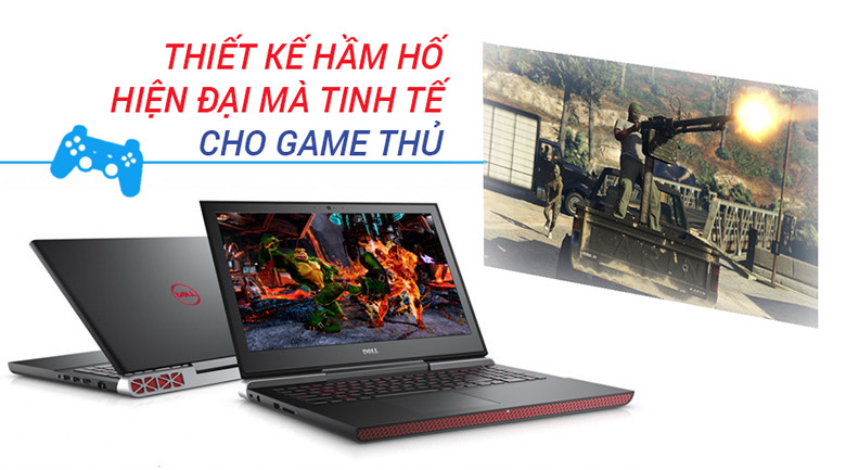 Laptop Gaming Dell 7567 core i7 7700HQ Ram 16GB SSD 128GB HDD 500GB GTX 1050 15.6 inch Full HD nguyên zin