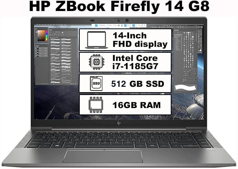 HP ZBook Firefly 14 G8 i7-1185G7 Ram 16GB SSD 512GB 14 Inch