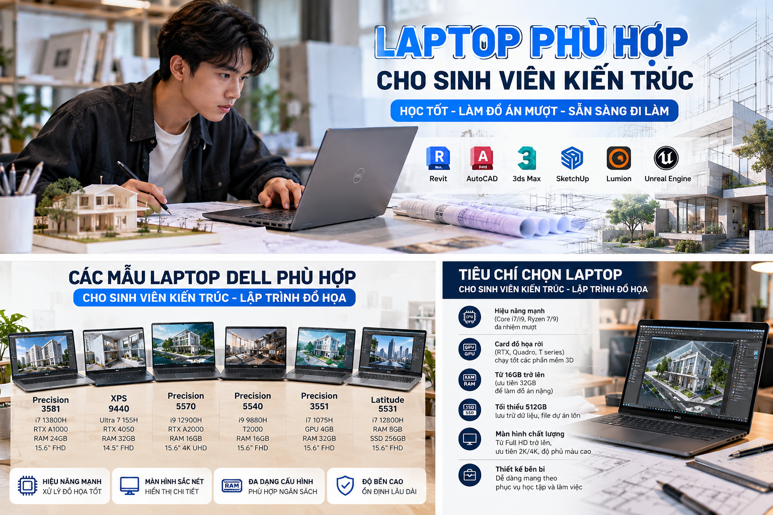 Sinh viên kiến trúc, lập trình nên mua laptop nào?
