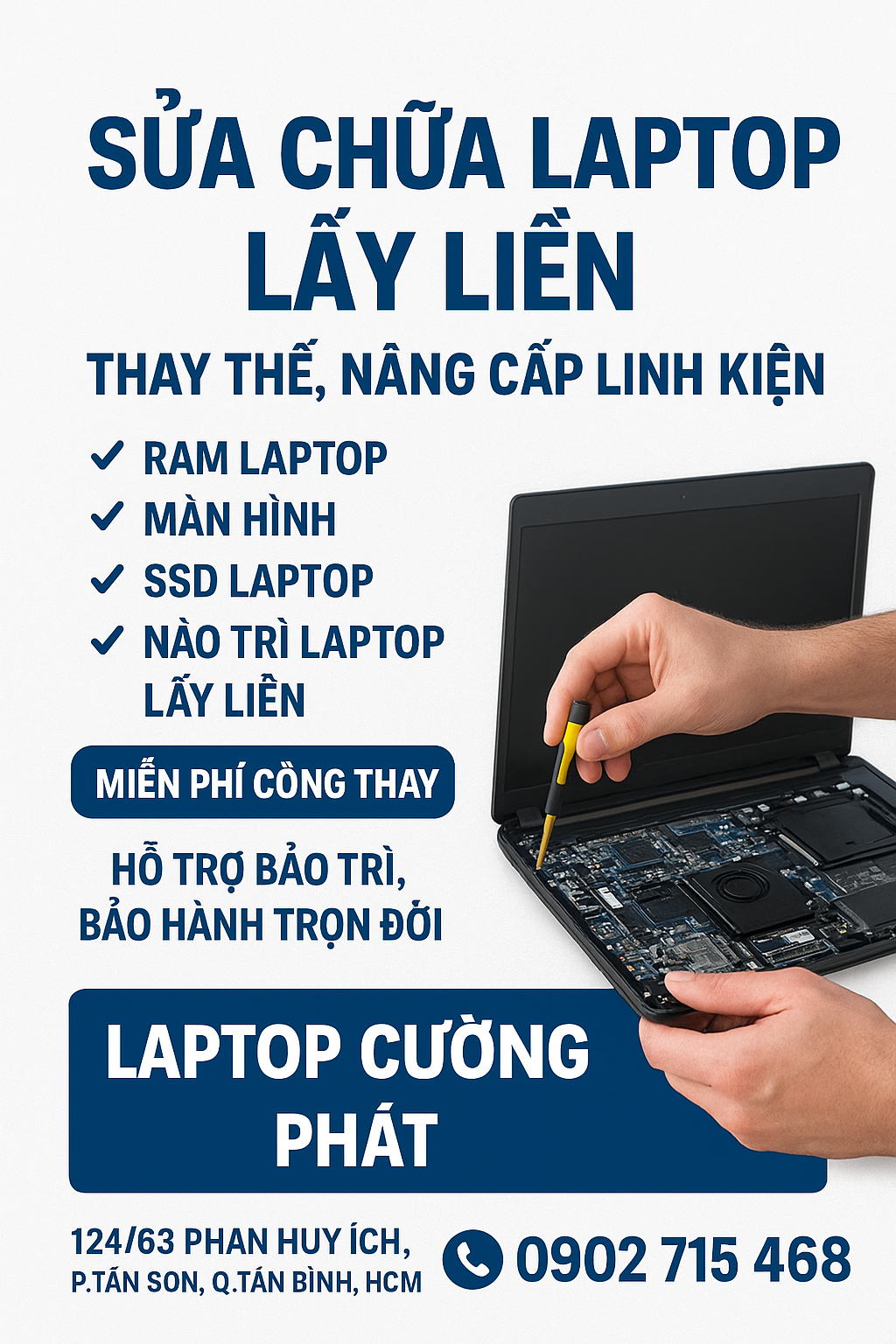 sửa chữa laptop lấy liền nâng cấp laptop vệ sinh bảo dưỡng bảo trì giá rẻ